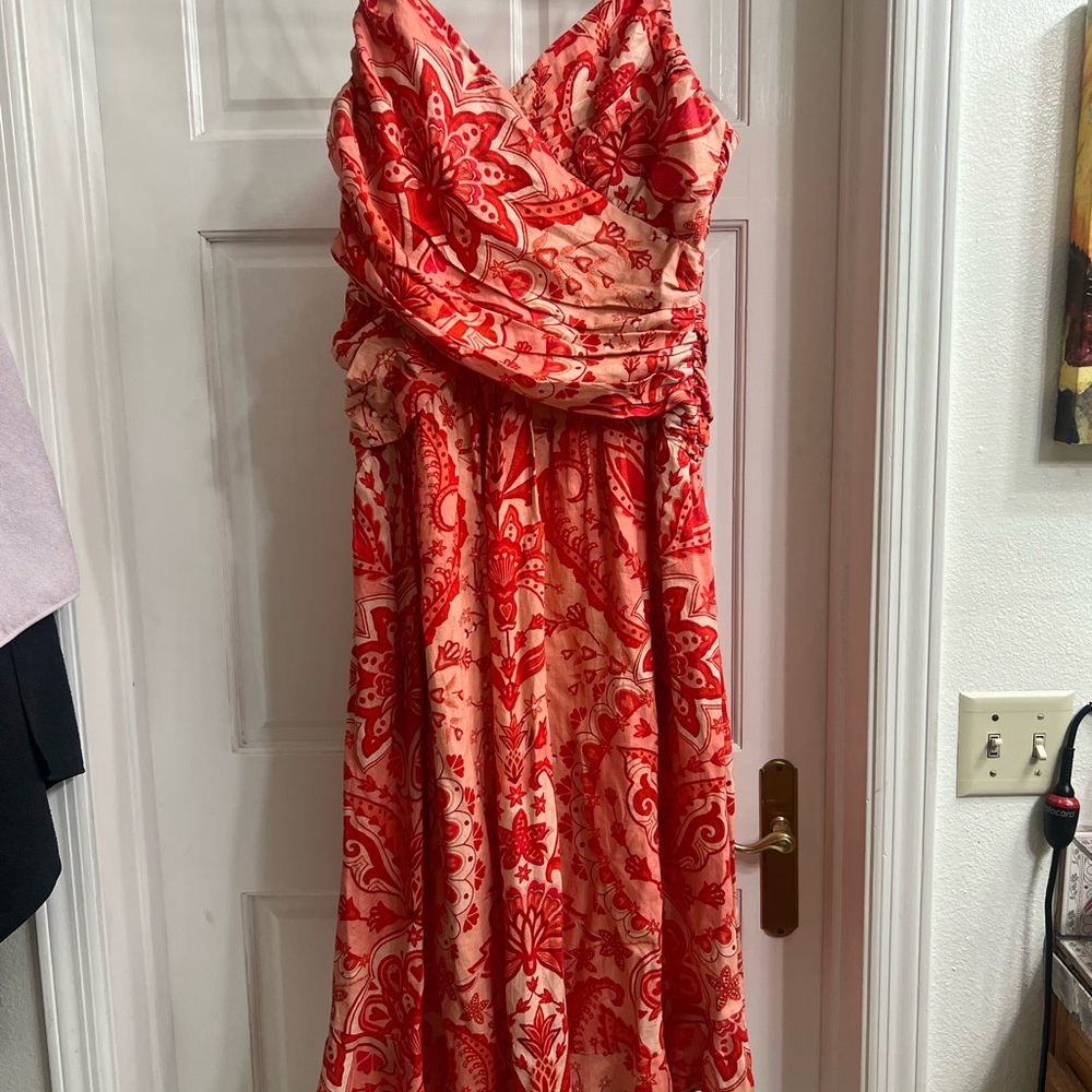 Farm Rio Red Floral Women's Dress, Size Large